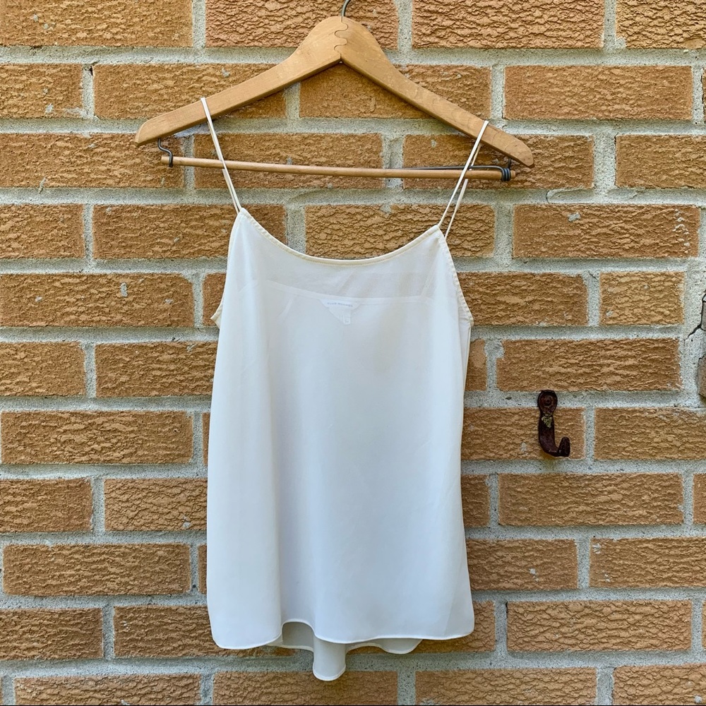 Club Monaco 100% Silk Crepe Camisole Blouse Semi-Sheer Shell Tank Top Cream XS